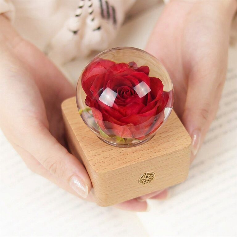 Eternal Rose Lamp – Preserved Flower Resin Sphere LED Night Light preserved flower lamp gift