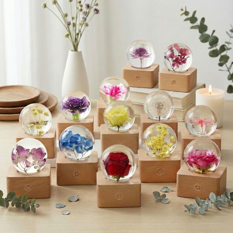 Eternal rose preserved flower lamp premium gift box packaging with satin ribbon for a romantic gift for her